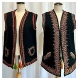 Set of 2 Ukrainian Wool Vests with Traditional Embroidery
