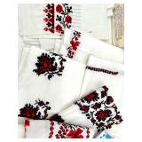 Vintage Ukrainian Embroidered Fabric Panels and National Women