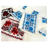 Vintage Ukrainian Embroidered Fabric Panels and National Women