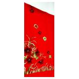 2 Piece - Red Silk fabric with Dragon and Floral Embroidery - SEE ALL PHOTOS