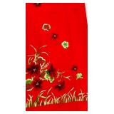 2 Piece - Red Silk fabric with Dragon and Floral Embroidery - SEE ALL PHOTOS