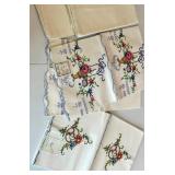 Set of NOS Hand Embroidered Table Linens and Runners - Vintage Designs