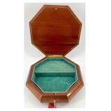 Pair of Vintage Ukrainian Inlaid Wooden Music and Jewelry Boxes with Floral Designs