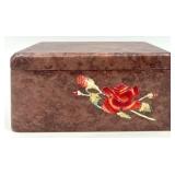 Pair of Vintage Ukrainian Inlaid Wooden Music and Jewelry Boxes with Floral Designs