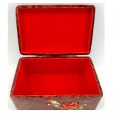 Pair of Vintage Ukrainian Inlaid Wooden Music and Jewelry Boxes with Floral Designs
