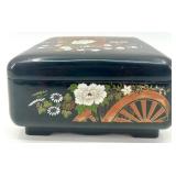 Ukrainian Folk Art Wooden Candle Holder and Trinket Box Set