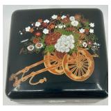 Ukrainian Folk Art Wooden Candle Holder and Trinket Box Set