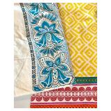 Set of 2 Colorful Cotton Tablecloths with Floral and Geometric Patterns