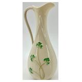 Belleek Ireland Porcelain Harp Shamrock Pitcher, Bell, and Salt & Pepper Set