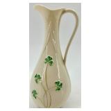 Belleek Ireland Porcelain Harp Shamrock Pitcher, Bell, and Salt & Pepper Set