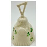 Belleek Ireland Porcelain Harp Shamrock Pitcher, Bell, and Salt & Pepper Set