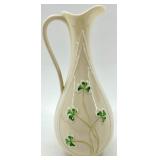 Belleek Ireland Porcelain Shamrock Creamer Pitcher and Tree Vase