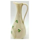 Belleek Ireland Porcelain Shamrock Creamer Pitcher and Tree Vase