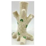 Belleek Ireland Porcelain Shamrock Creamer Pitcher and Tree Vase