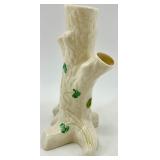 Belleek Ireland Porcelain Shamrock Creamer Pitcher and Tree Vase