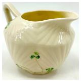 Belleek Ireland Harp Shamrock Creamer, Sugar Bowl, and Salt & Pepper Shakers Set