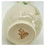 Belleek Ireland Cream Vase and Tree Trunk Triple Bud Vase Set with Shamrock Design