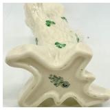 Belleek Ireland Cream Vase and Tree Trunk Triple Bud Vase Set with Shamrock Design