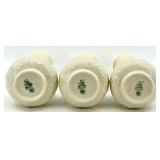 Set of 3 Belleek Irish Porcelain Vases with Harp Shamrock Design