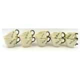 Belleek Harp Shamrock Pattern Set of 10 Cups and 10 Saucers