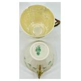 Belleek Harp Shamrock Pattern Set of 10 Cups and 10 Saucers
