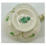 Belleek Ireland Harp Shamrock Pottery Set: Creamer, Sugar Bowl, Salt & Pepper