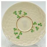 Belleek Ireland Harp Shamrock Cup and Basketweave Saucer Set, 9 Cups and 9 Saucers