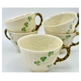 Belleek Basketweave Shamrock Pattern Irish Porcelain Tea Set
