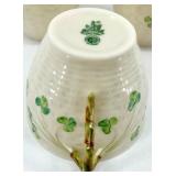 Belleek Basketweave Shamrock Pattern Irish Porcelain Tea Set