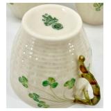 Belleek Basketweave Shamrock Pattern Irish Porcelain Tea Set
