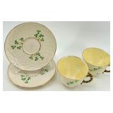 Belleek Basketweave Shamrock Pattern Irish Porcelain Tea Set