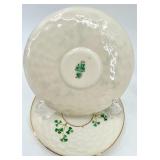 Belleek Basketweave Shamrock Pattern Irish Porcelain Tea Set