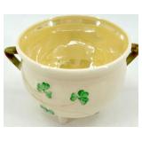 Belleek Ireland Harp Shamrock Pattern Porcelain Creamer, Sugar Bowl, and Salt & Pepper Shakers Set