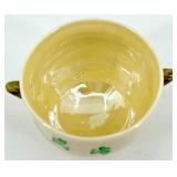 Belleek Ireland Harp Shamrock Pattern Porcelain Creamer, Sugar Bowl, and Salt & Pepper Shakers Set