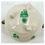 Belleek Ireland Harp Shamrock Pattern Porcelain Creamer, Sugar Bowl, and Salt & Pepper Shakers Set