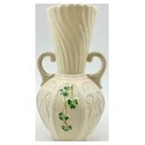 Set of 3 Belleek Irish Porcelain Shamrock Vases