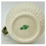 Belleek Basketweave Shamrock Porcelain Pitcher, 4 Mugs and 4 Saucers Set