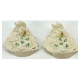 Belleek Ireland Harp Shamrock Porcelain Collection - Pitcher, Trinket dishes, Bell and Plates