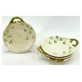 Belleek Ireland Harp Shamrock Porcelain Collection - Pitcher, Trinket dishes, Bell and Plates