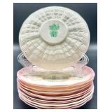 Belleek Lotus Pattern Irish Porcelain Tea Set with Cups, Plates, Creamer, and Sugar Bowl