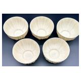 Set of Belleek Lily Pattern Creamer, Sugar Bowl, and 6 Bowls