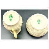 Set of Belleek Lily Pattern Creamer, Sugar Bowl, and 6 Bowls