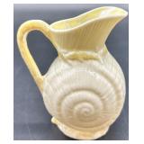 Belleek Ireland Toy Shell Pattern Creamer and Sugar, Limpet Yellow Cups and Plates