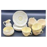 Belleek Ireland Neptune Shell and Toy Shell Porcelain Tea Set with Cups, Saucers, Creamer, and Sugar Bowl