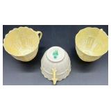 Belleek Ireland Neptune Shell and Toy Shell Porcelain Tea Set with Cups, Saucers, Creamer, and Sugar Bowl