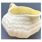 Belleek Limpet Pattern Cream Porcelain Tea Set with Cups, Saucers, Creamer, Sugar, and Shakers