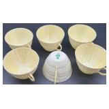 Belleek Limpet Pattern Cream Porcelain Tea Set with Cups, Saucers, Creamer, Sugar, and Shakers