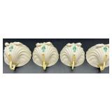 Set of 8 Belleek Neptune Shell Footed Porcelain Bowls, Irish Mark