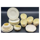 Belleek Limpet Pattern Cream and Yellow Irish Porcelain Dinnerware Set