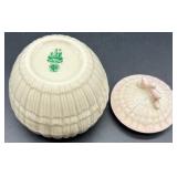 Belleek Ireland Limpet Pattern Creamer, Sugar Bowl with Lid, and 8 Neptune shell Footed Bowls